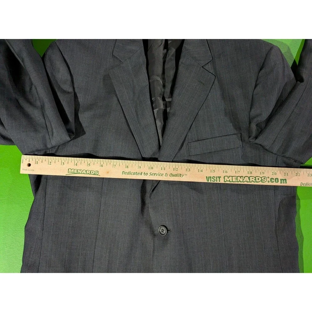 Pronto Uomo Suit Wool Zignone Super 100 Charcoal Gray Pin Striped 42 X Long 2pc